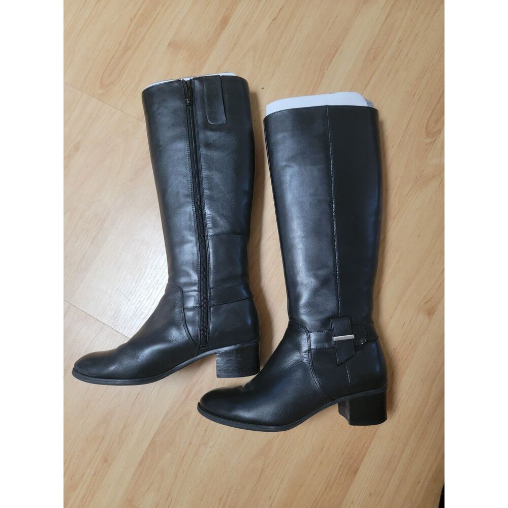 Nine West Leather Knee High Riding Boots Black Women’s Size 6.5M